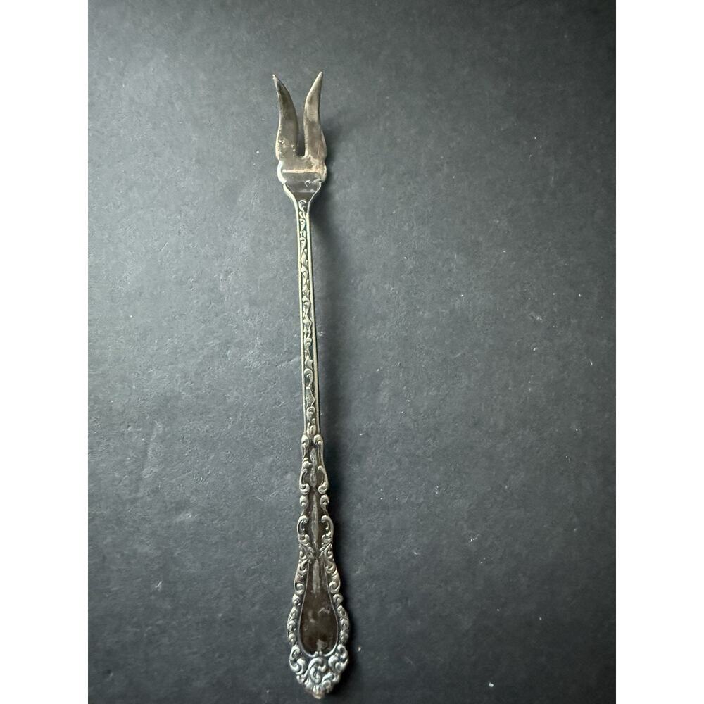 Simeon L & George H Rogers 6" 3 Prong Cocktail Pickle Olive Fork Silverplated
